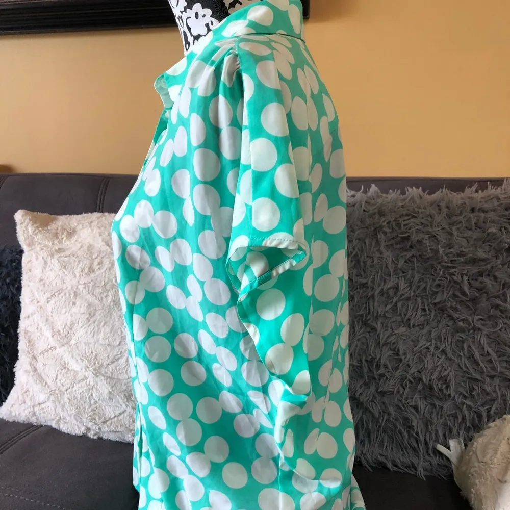 VAN HEUSEN Studio Mint Color Polka Dots Blouse L - Image 3