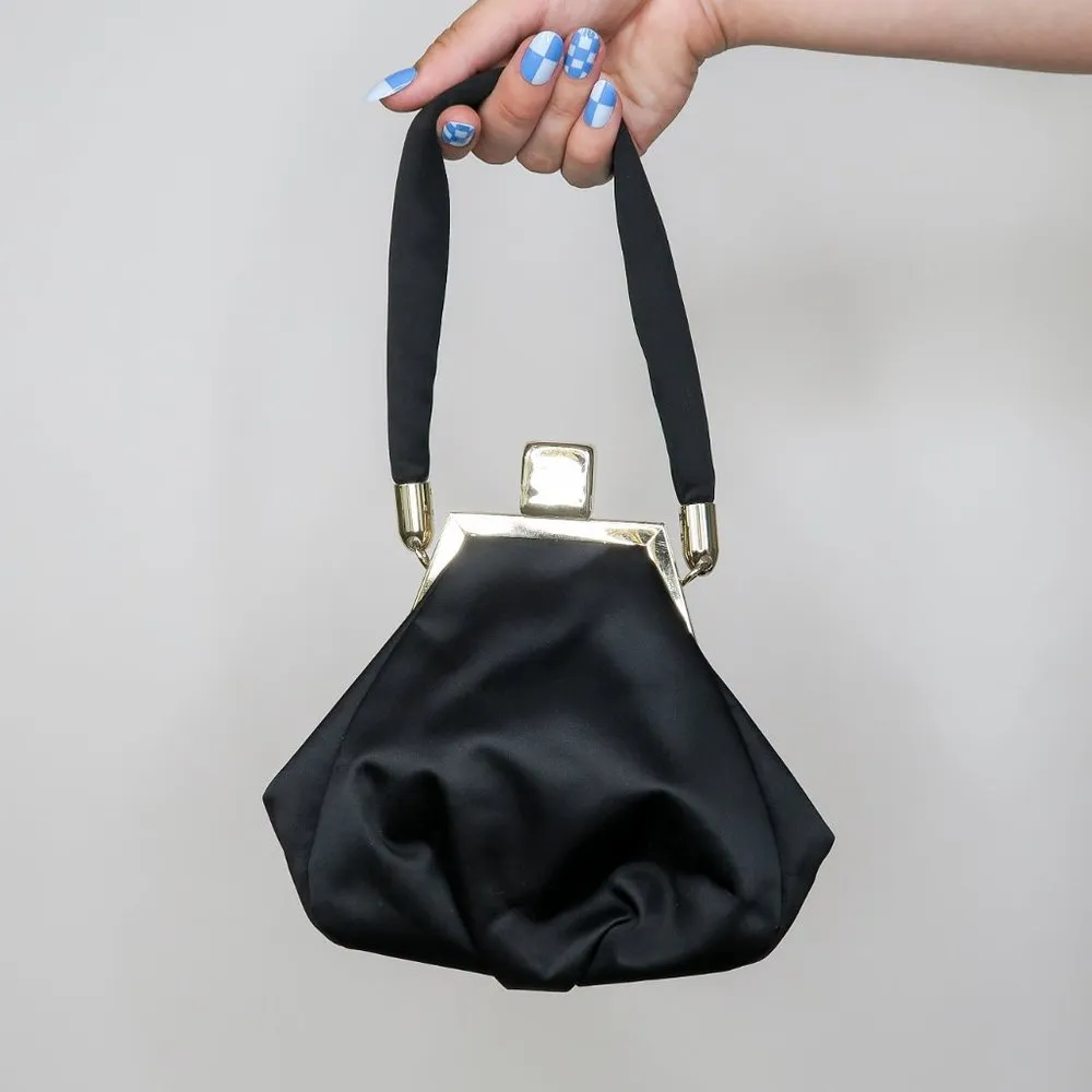 Vintage 50s Black Coin Purse Evening Bag - Image 2