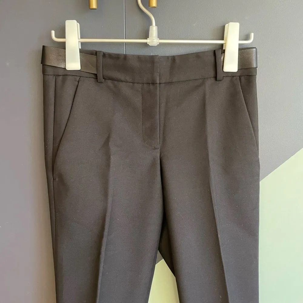 Alexander Wang Black Tapered Leg Dress Pants w/ Leather Waistband Sz 0 - Image 2