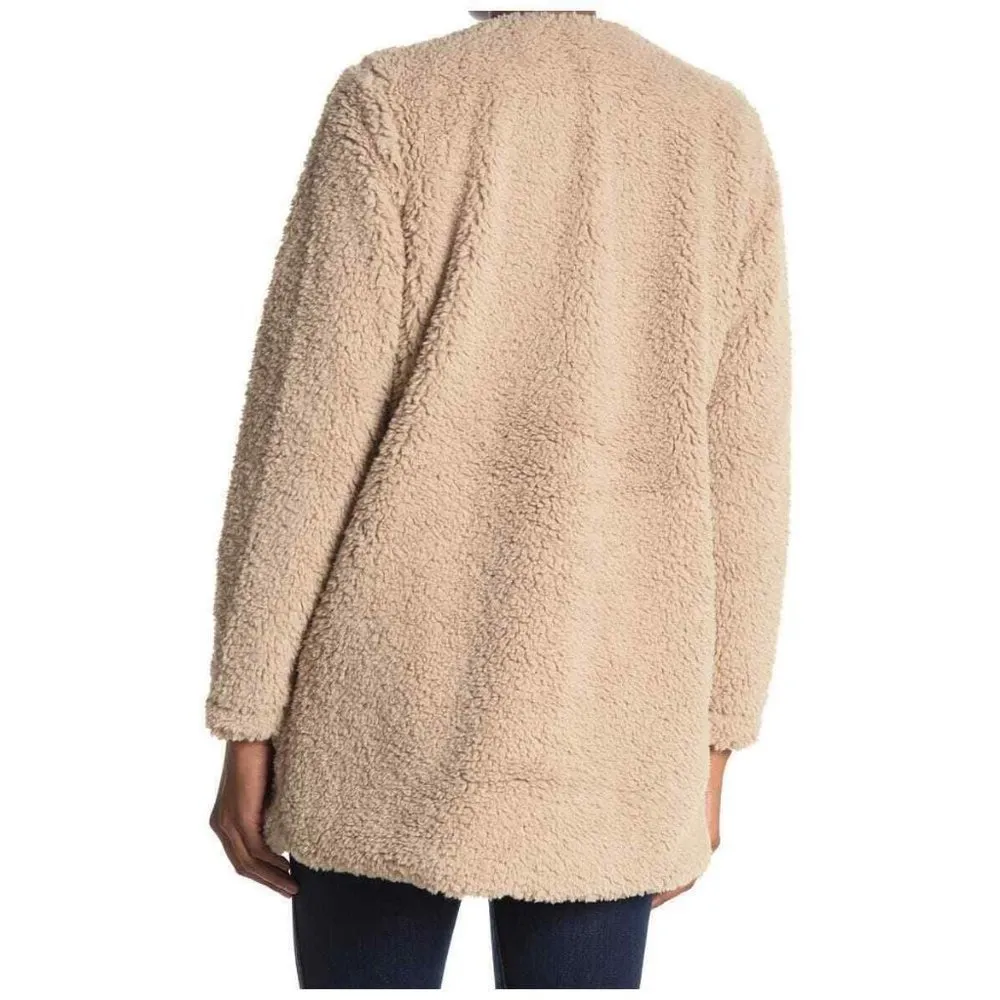 Lush Womens Beige Faux Fur Long Sleeve Coat - Image 2