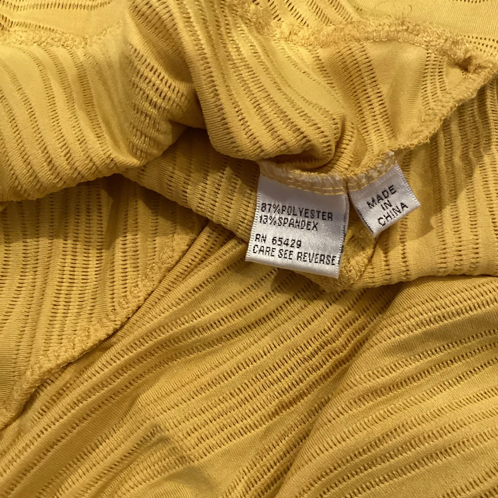 Vintage Lisa Rene cowl neck 3/4 sleeve yellow swirl pattern tunic mini dress L Size L - Image 4