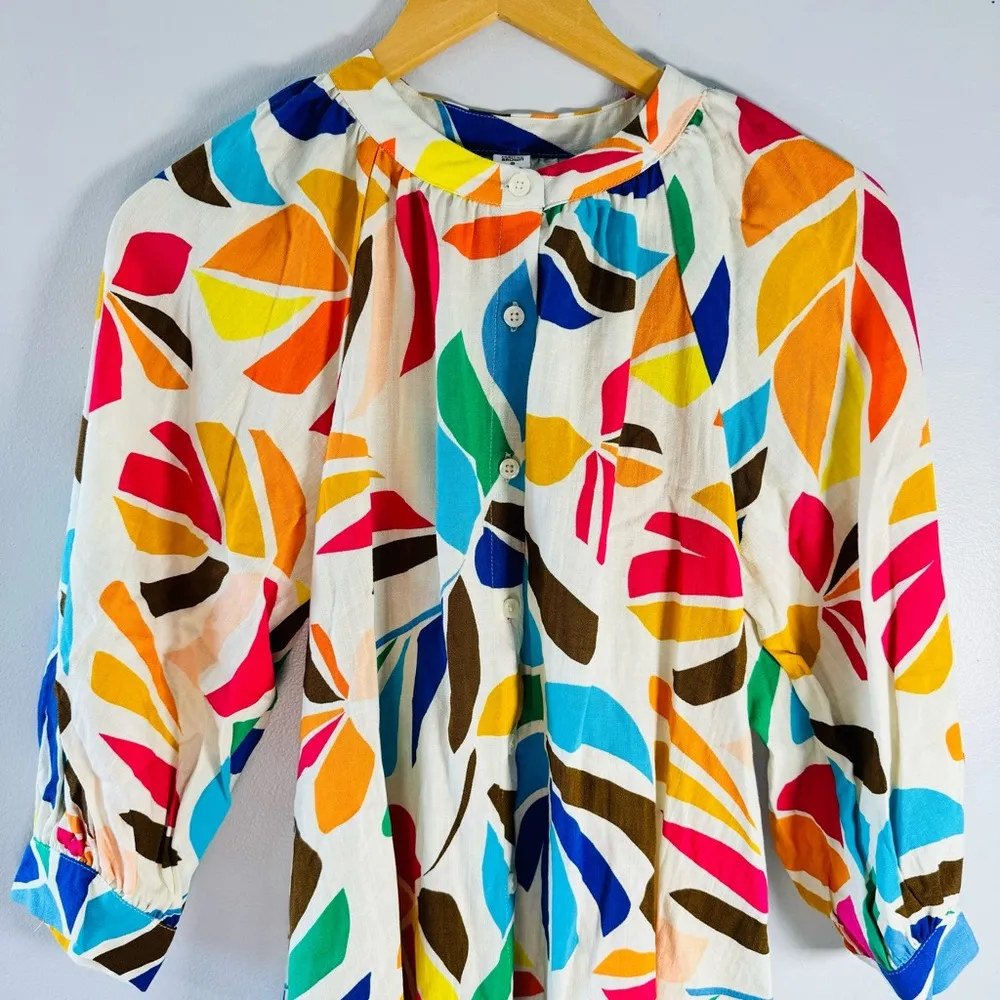 Tabitha Brown Target Botanical Print Puff Sleeve Mini Tunic Floral dress XS - Image 3