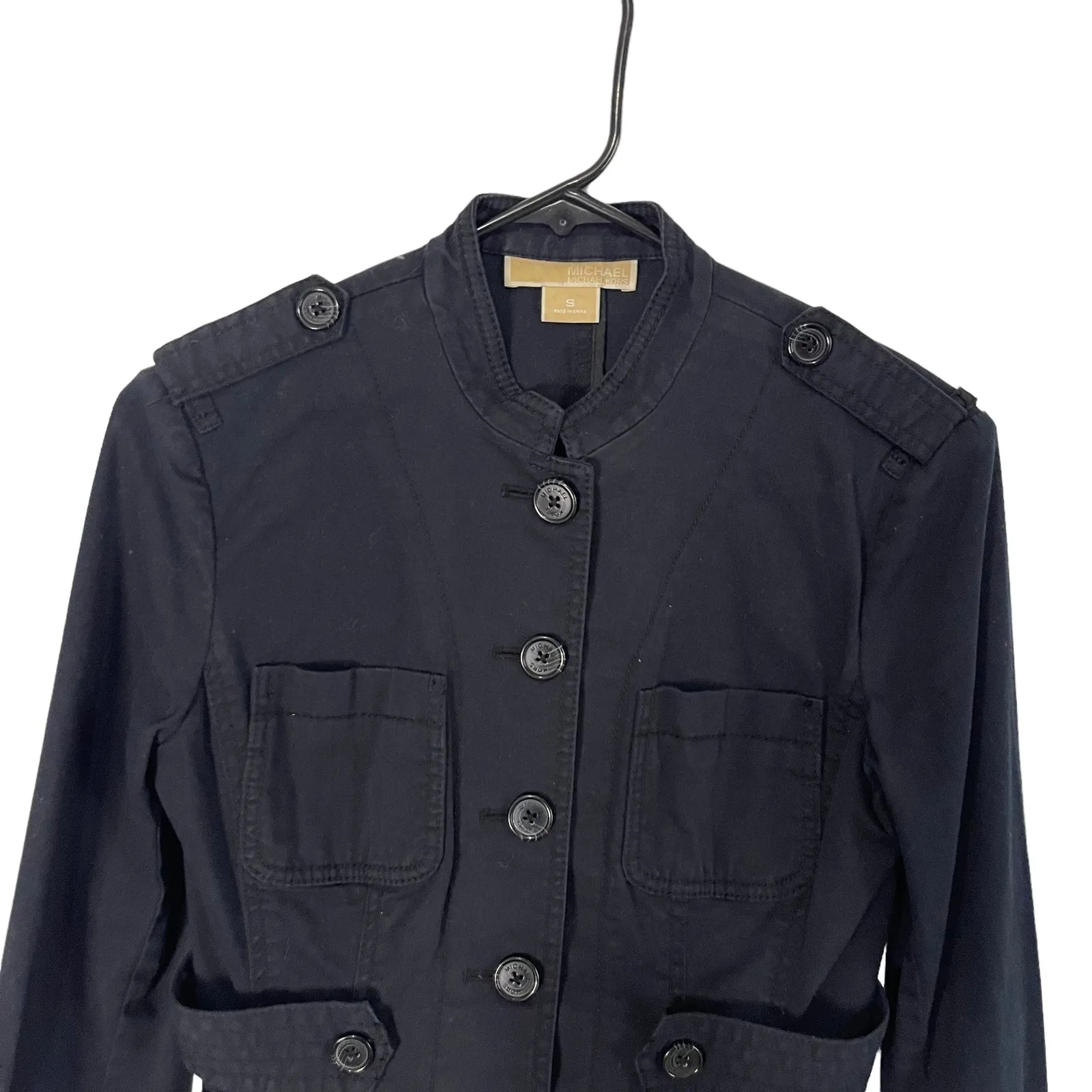 Michael Kors Women's Size Small‎ Academia Navy Blue Button Jacket Sweater - Image 2