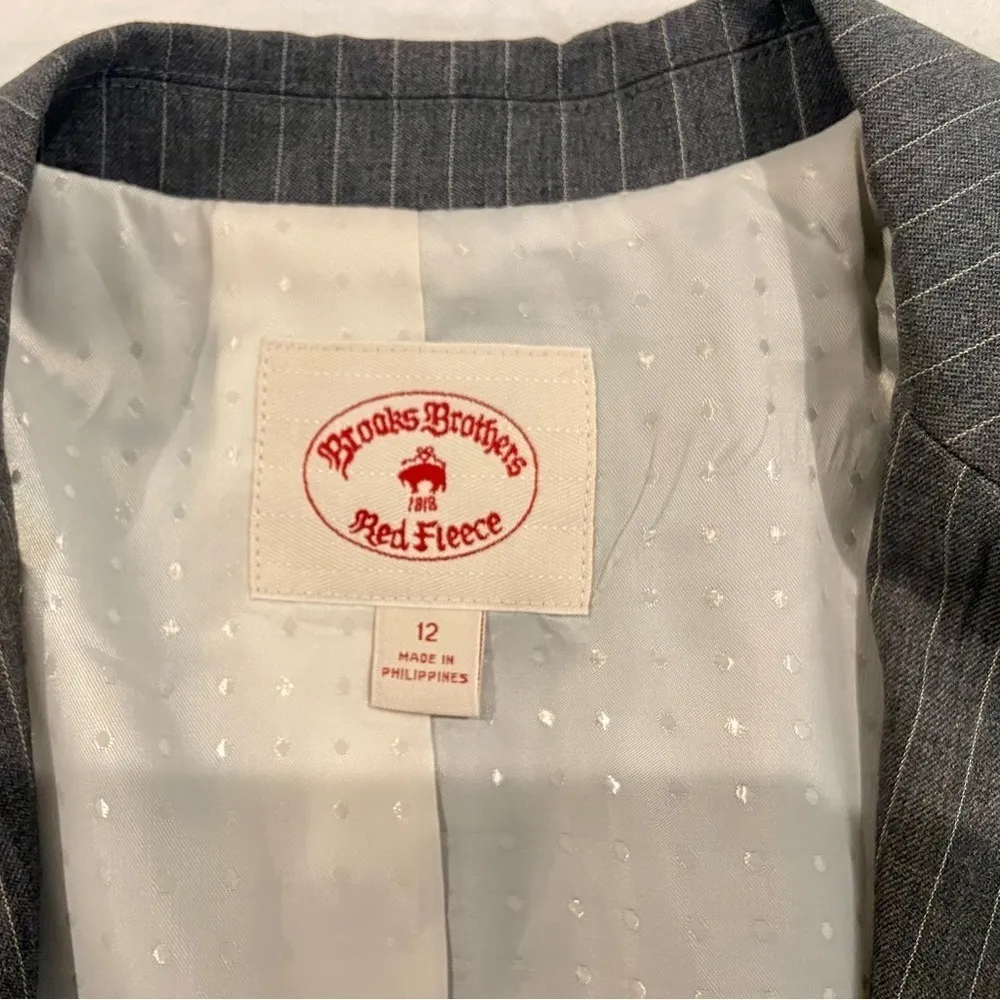 Brooks Brothers “Red Fleece” Wool Tollegno 1900 Pinstripe Suit Jacket Women’s 12 - Image 5