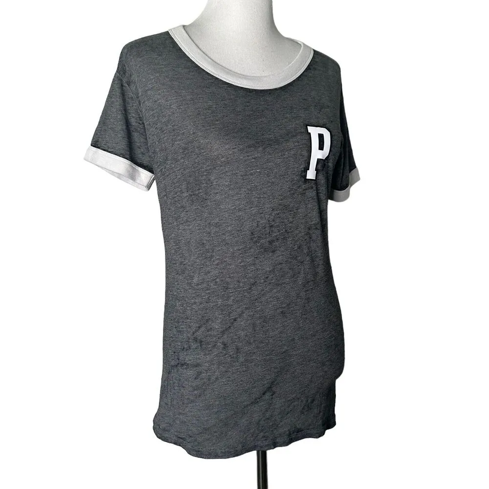 Victoria's Secret P Logo‎ Tee Size S Distressed Gray Short Sleeve Lightweight - Image 8