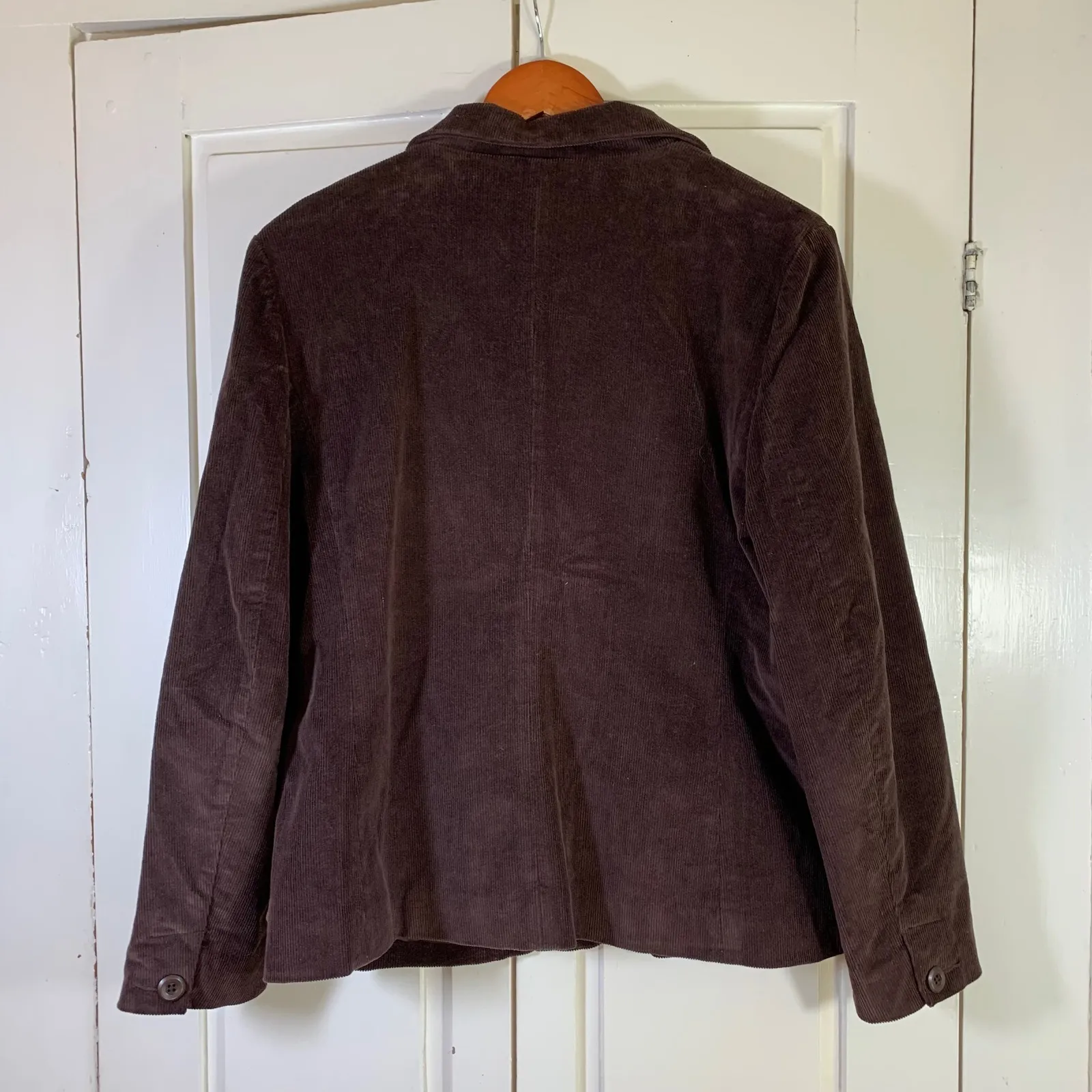 L.L.Bean Corduroy Blazer Jacket Women Petite 12 Brown Cotton Blend Dark Academia Size 12P - Image 2
