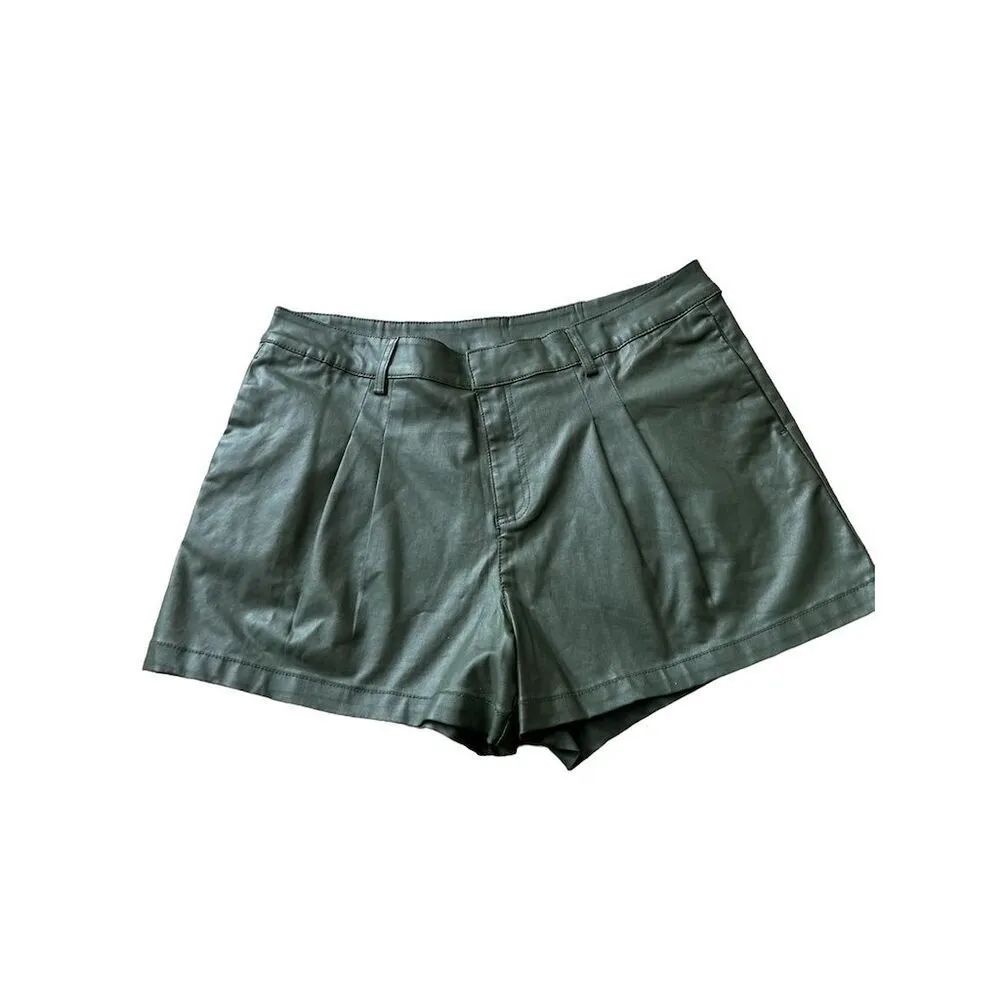 KUT from the Kloth‎ Women's Olive Green Lycra Pleated Shorts Size 18 High Rise - Image 5