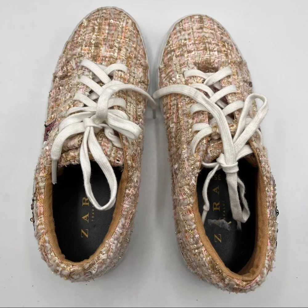 Zara Banana Tweed Fashion Sneakers Shoes EU Sz 35 - Image 14