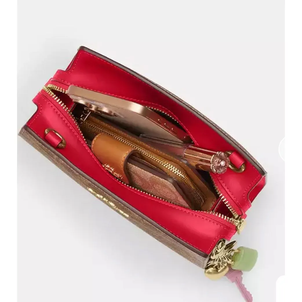 🔥🎁NWT! Coach Gia Crossbody Bag In Sig Canvas Tan/Carnation CCK77 Msrp: $298.00 - Image 10