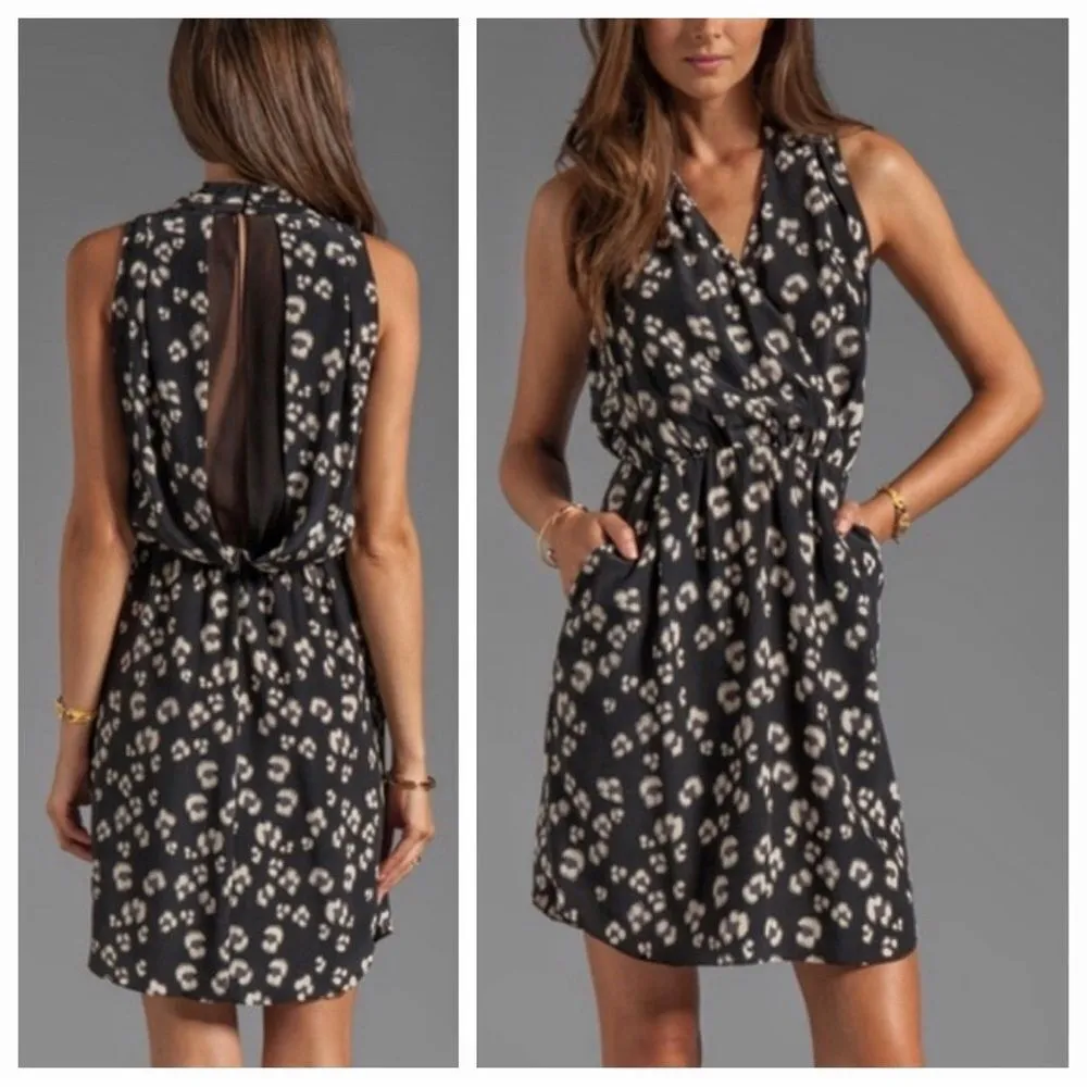 Rebecca Taylor Silk Leopard Dress Nordstrom Bobcat Print 2 Pockets - Image 3