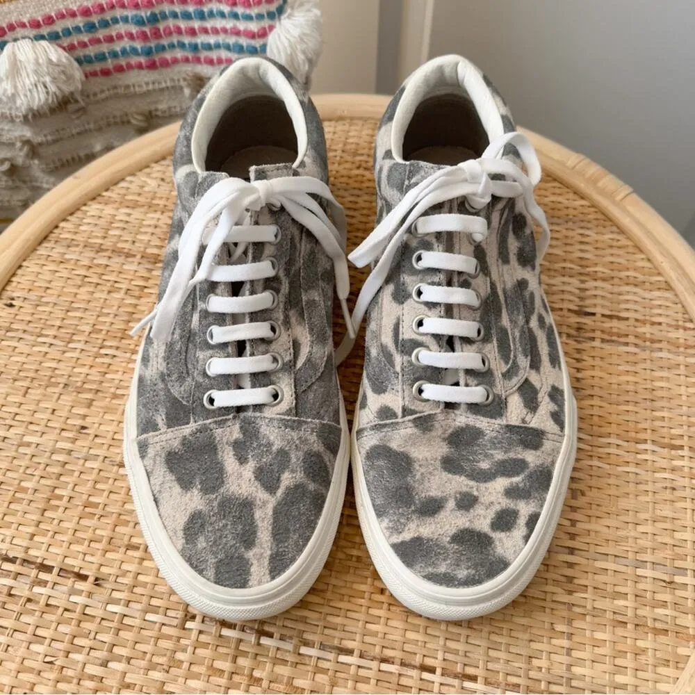 Vans Old Skool Hairy Suede Grey Leopard Animal Print Low Top Shoes Women’s 9.5 - Image 3