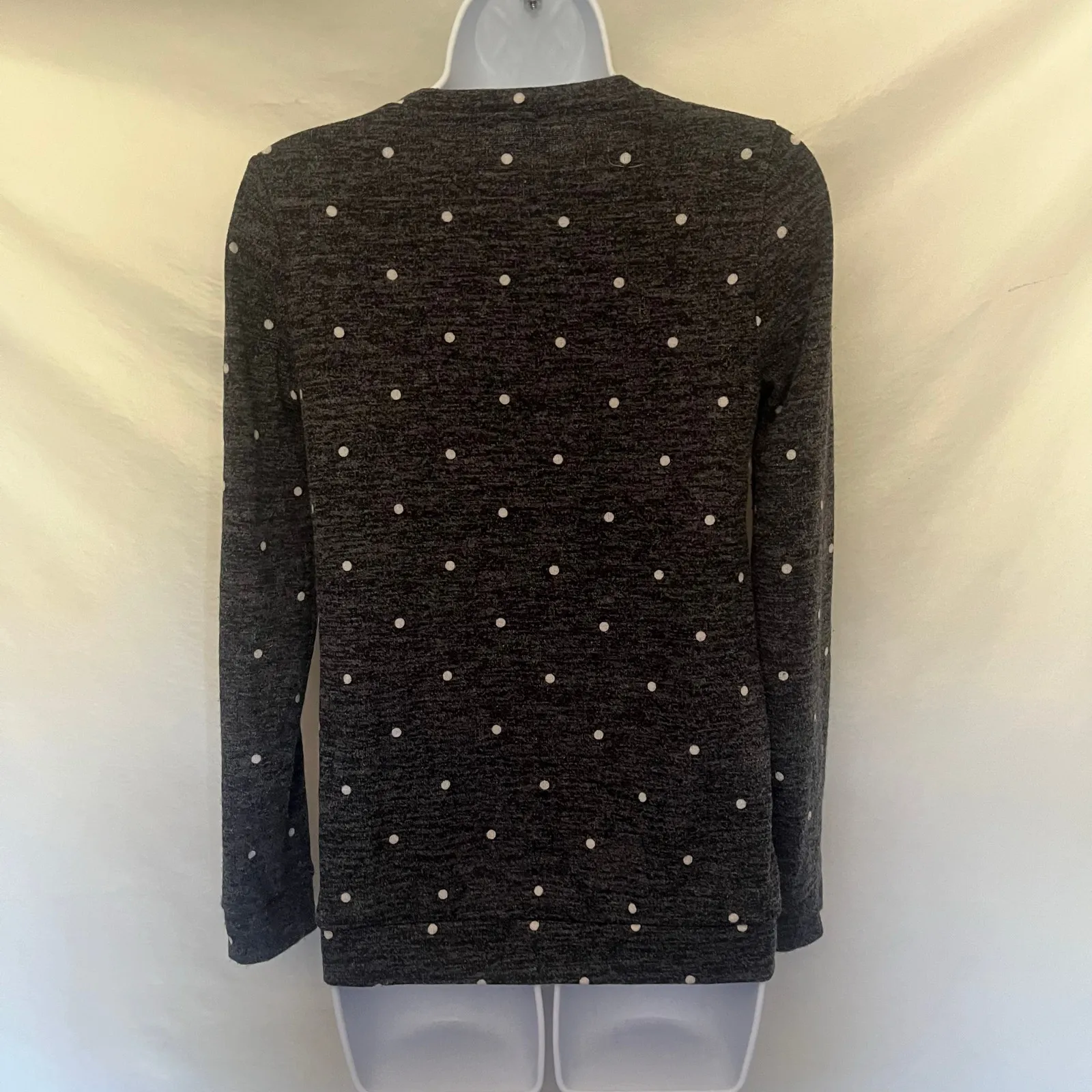 12PM By Mon Ami Womens Top Sz S Polka Dot Reindeer Sequin Holiday Glam Christmas Gray - Image 6