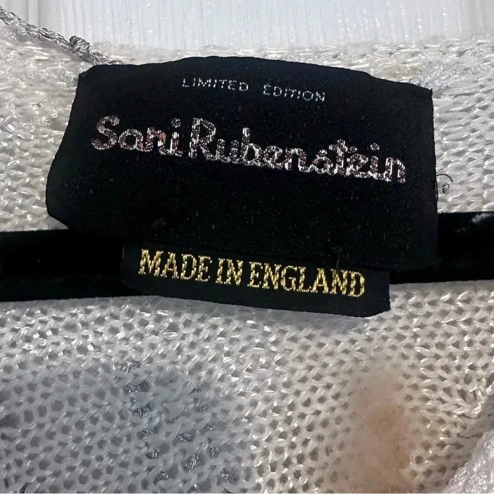 SANI RUBENSTEIN Knit and Fur Ivory Vintage Sweater Distressed Crewneck Size M - Image 3