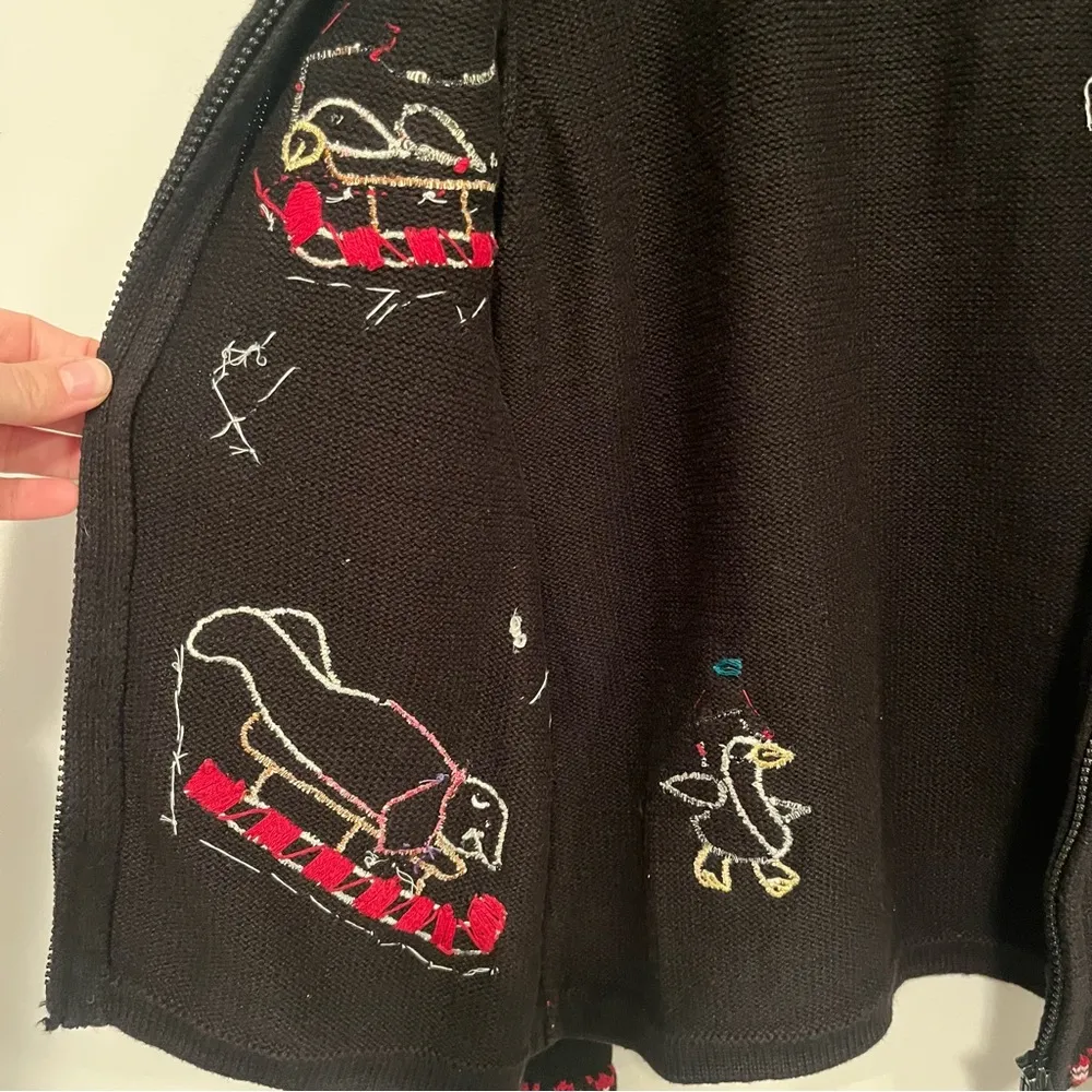 Karen Scott Ugly Christmas Cardigan Embroidered Sweater - Image 9