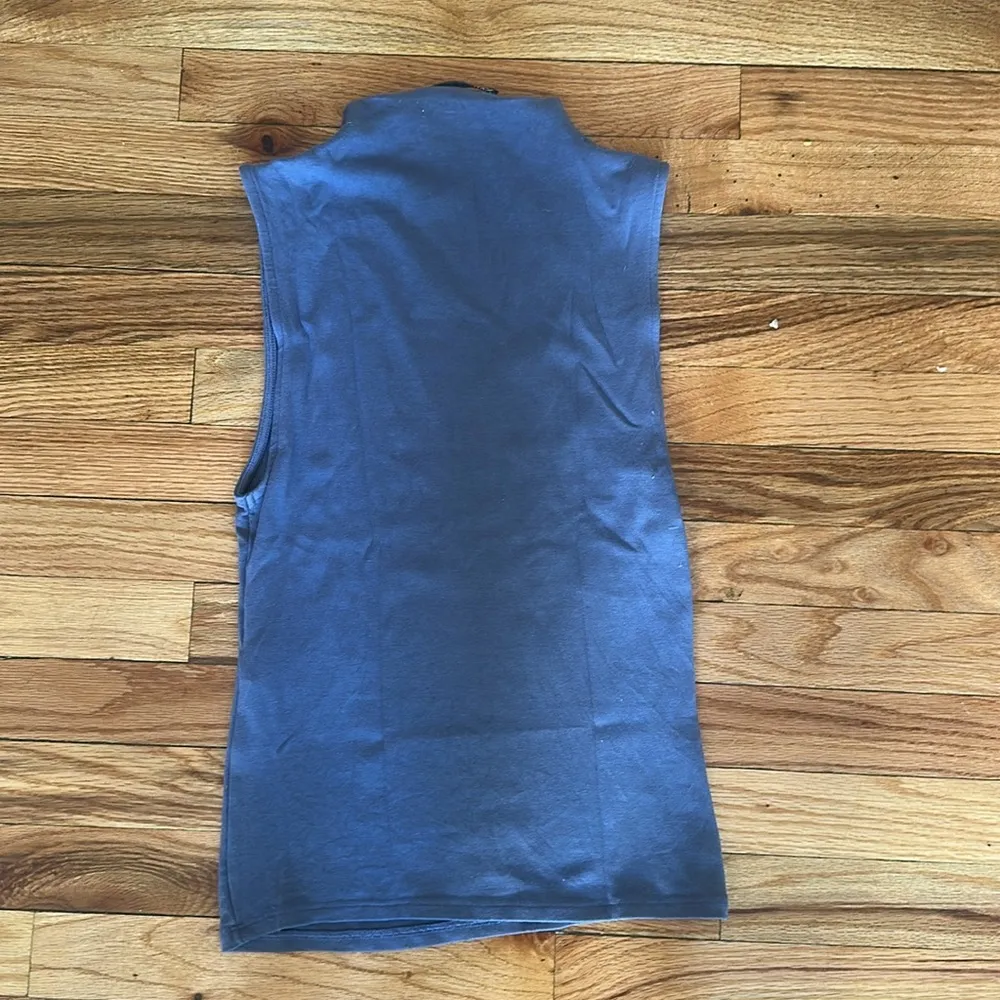Zara mock neck blue sleeveless top - Image 3