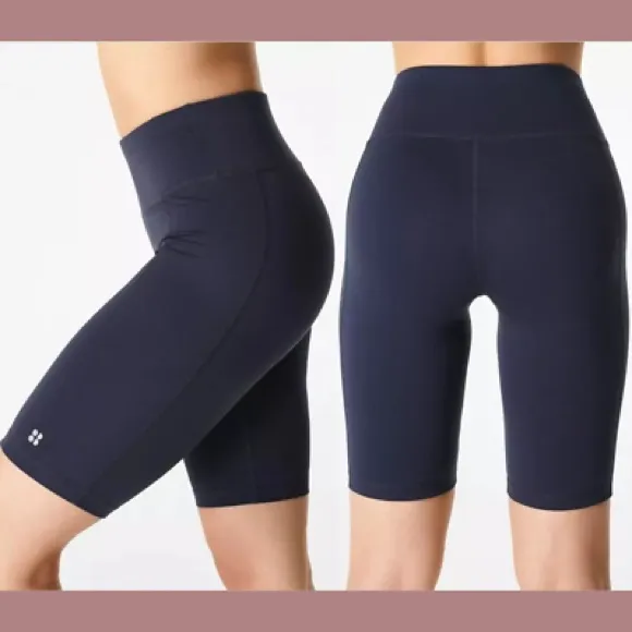 NWOT SWEATY BETTY All Day 10" Biker Shorts in Navy Blue Size Medium - Image 2