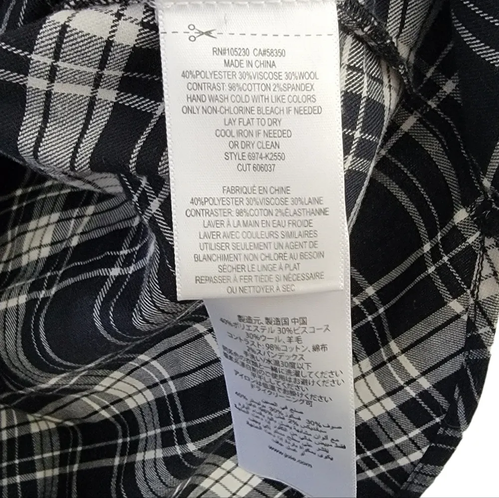 SOFT JOIE Dinay Plaid Sweater Dress Mixed Media Print Tunic Women Size Small Black - Image 14