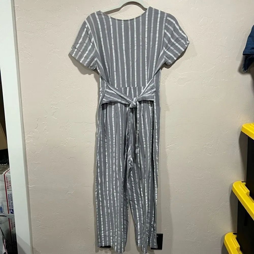 Grey Striped Jumpsuit- Medium - Image 6
