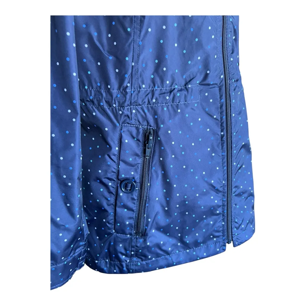 INTL Details Navy Irregular Polka Dot Packable Parka Jacket Size M Blue Size M - Image 8