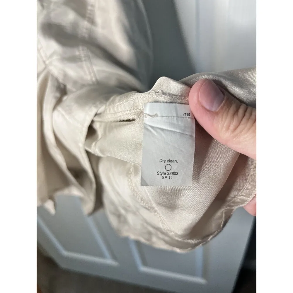 J. Crew Satin Silver Silk Ruffled Tank Top Size 4 Flouncy Y2K Boho Business - Image 6