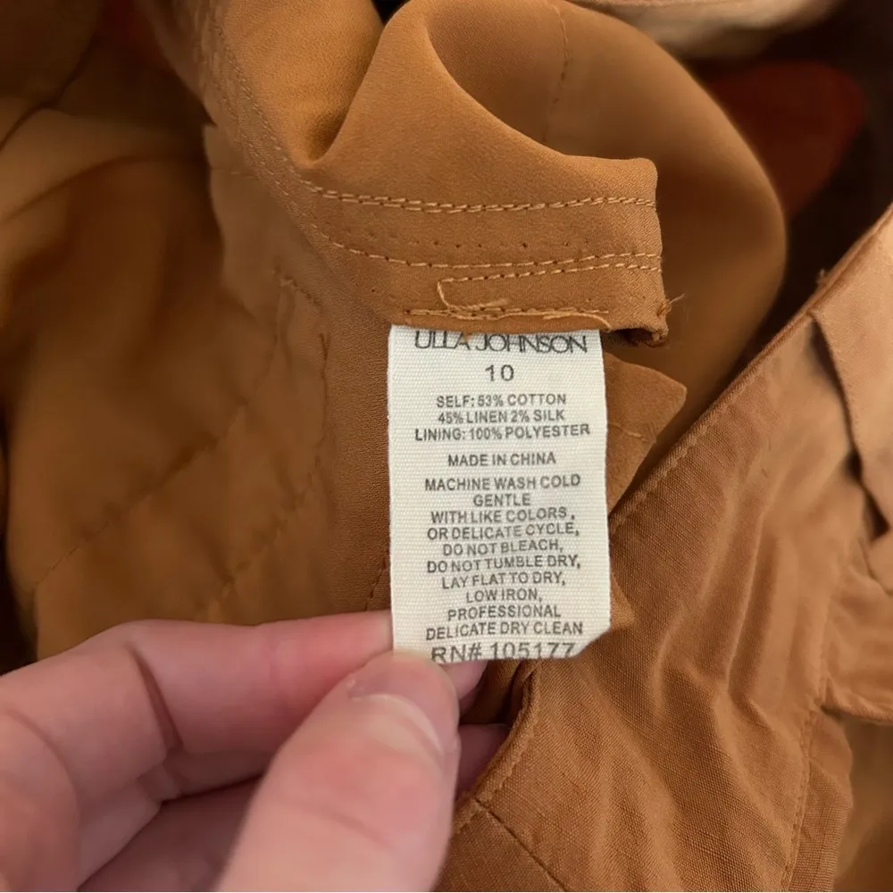 Ulla Johnson Wide Leg High Rise Cotton Linen Blend Pleated Trousers Size 10 - Image 7