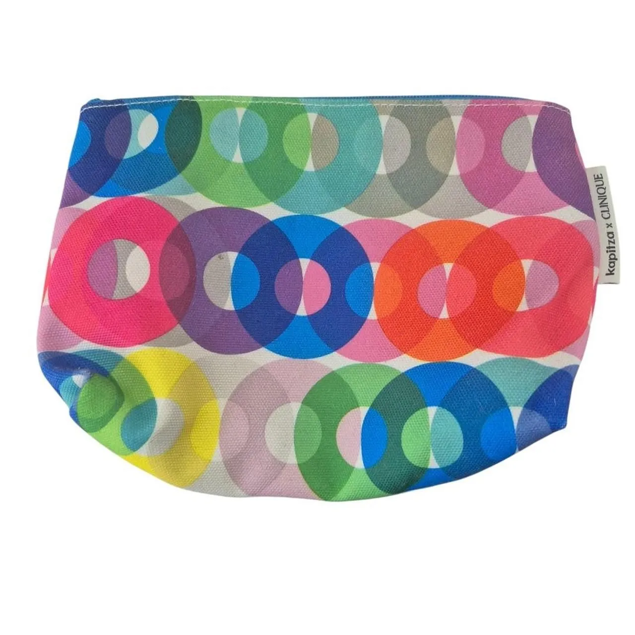 Kapitza x Clinique Multicolored Circle Print Makeup Bag Zipper Closure - Image 2
