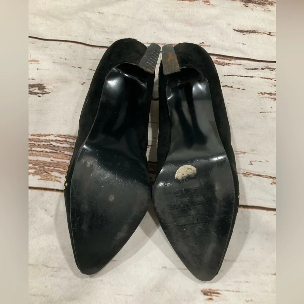 VINTAGE ELLEMENNO LEATHER SHERRY BLACK PUMPS - Image 8