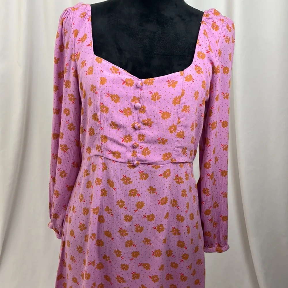 Billa Bong floral purple and brown cottage core prairie style dress size large - Image 2