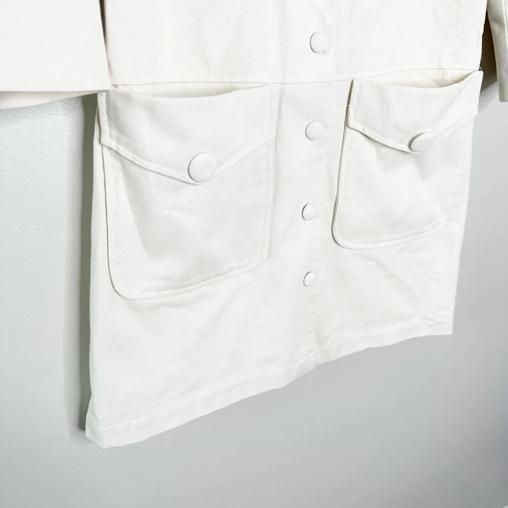 Emerson Fry Gio Mod Dress Salt Cream Cotton Twill Shift Mini Dress Small - Image 6