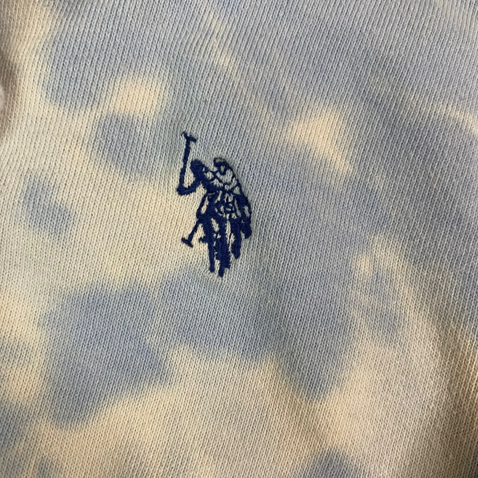 US Polo Assn Tie Dye Hoodie Sweatshirt Unisex Pullover Light Blue White Sz L EUC - Image 5