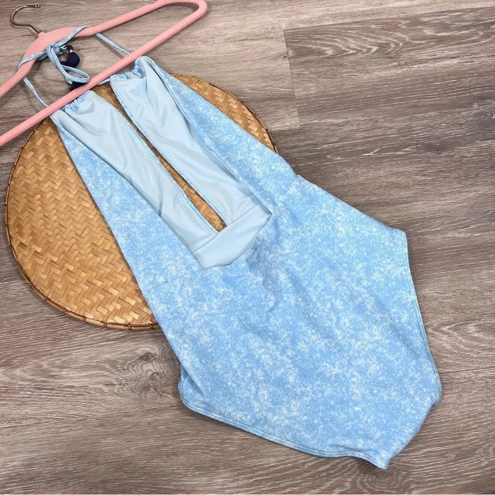 American eagle aerie blue plunging one piece‎ swimsuit - Image 4