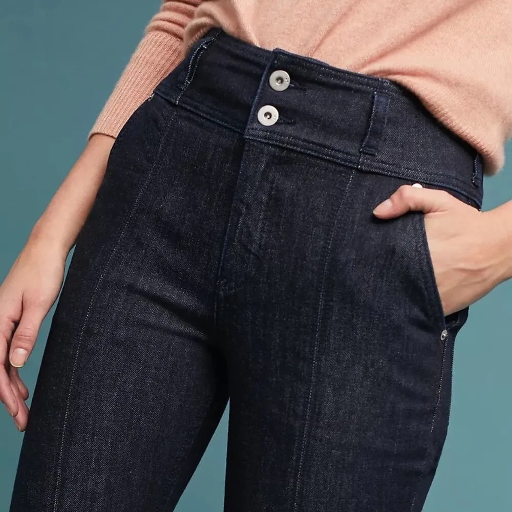 Anthro Pilcro High Rise Front Seam Jeans 26 Dark Blue Cropped - Image 10
