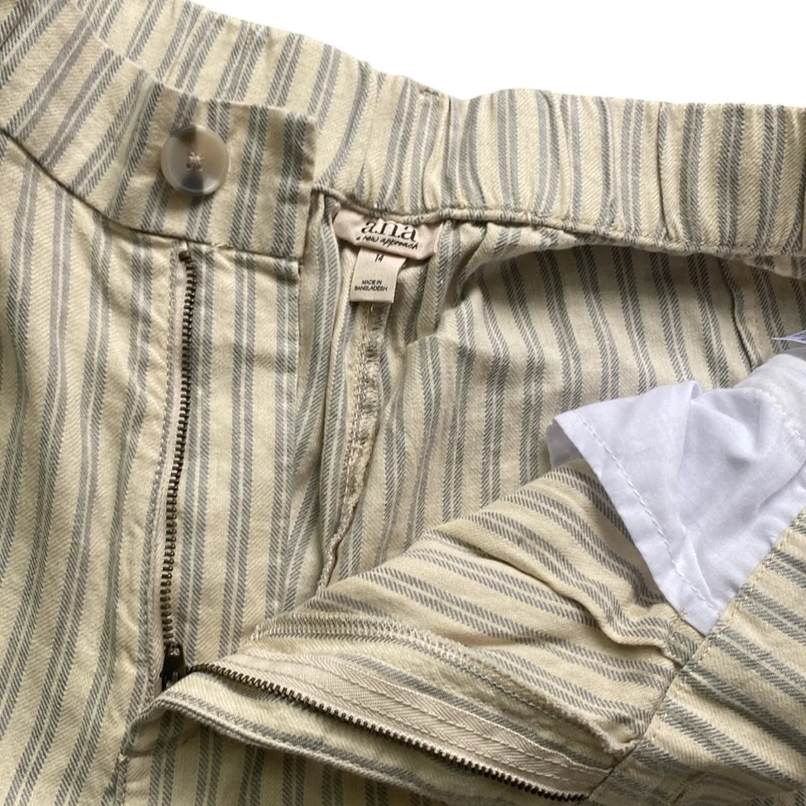 ANA Wide Leg Linen Pant Womens Sz 14 Striped Beach Coastal - Image 3