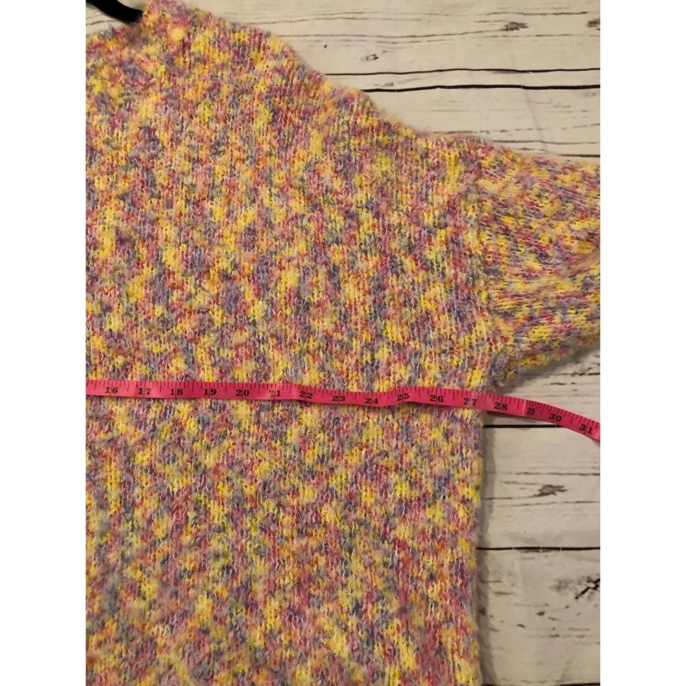 Peach Love Large Multicolor Fuzzy Oversized Sweater pink Purple Yellow Girl - Image 3