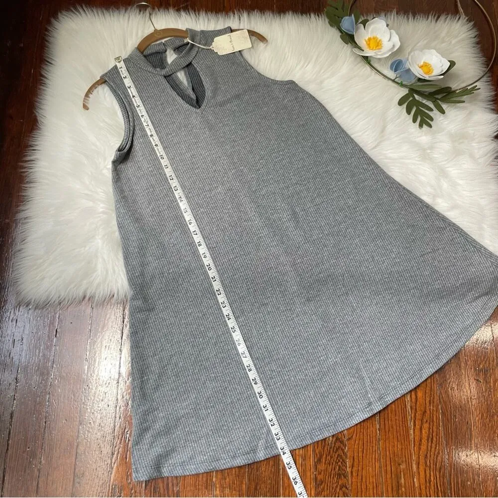 Grey Ribbed Mini Dress Texture NWT Size Small - Image 7