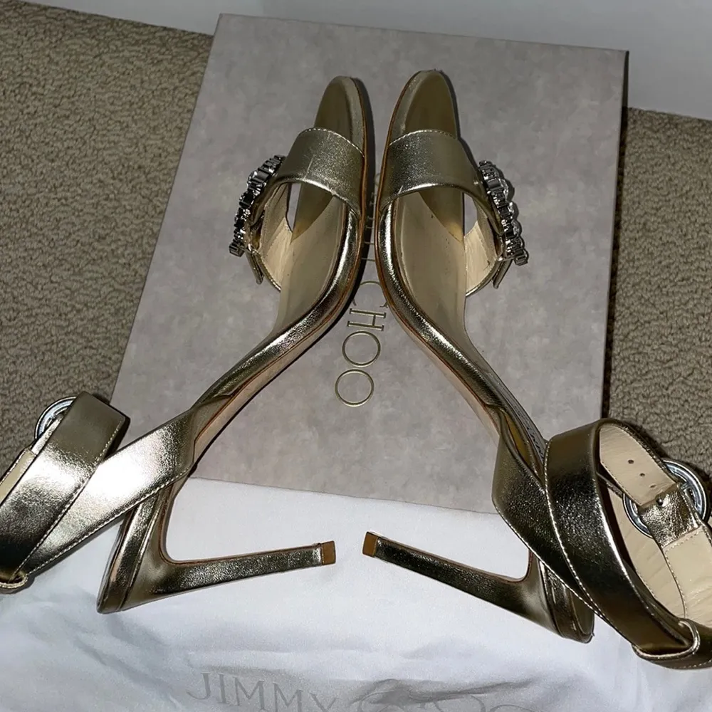 Jimmy Choo RARE swarovski crystal champagne gold heels - Image 11