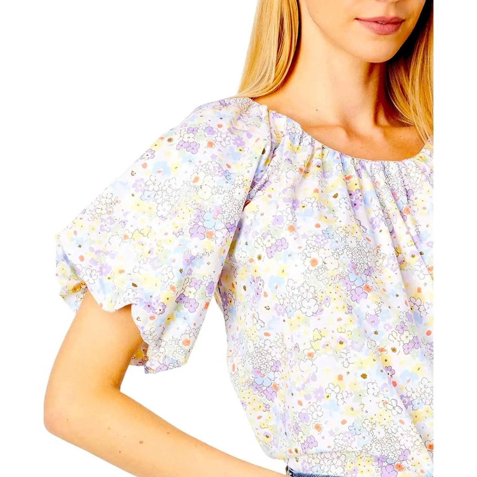NWT Levi’s Top Puff Short Sleeve Floral Blouse Womens XXL Retail $55 - Image 5
