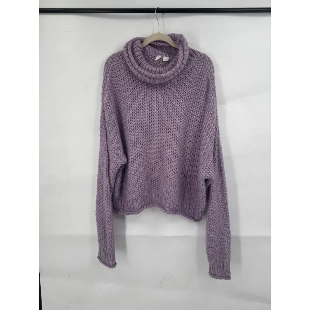 Moth Anthropologie Abella Turtleneck Sweater Women Small Lavender Slouchy Purple - Image 2