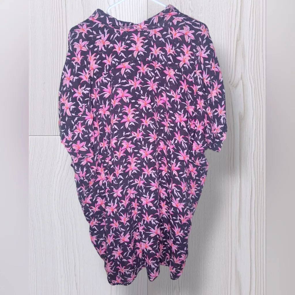 ACACIA Women’s Oversized Mombasa Floral Button Up Shirt in Madonna Color Purple Size XL - Image 4