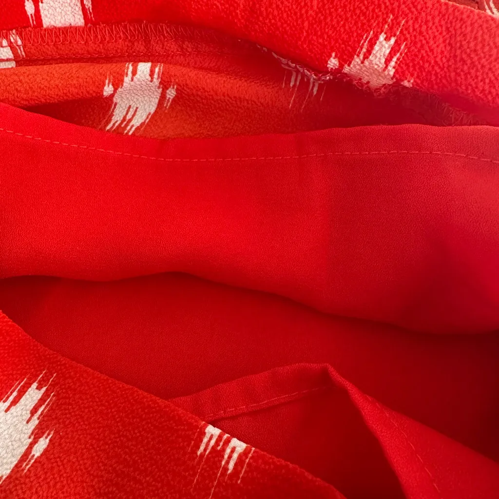 Gibson Red Ikat Print Shorts | High-Waist Flowy Style | Size Sm (1131) - Image 9