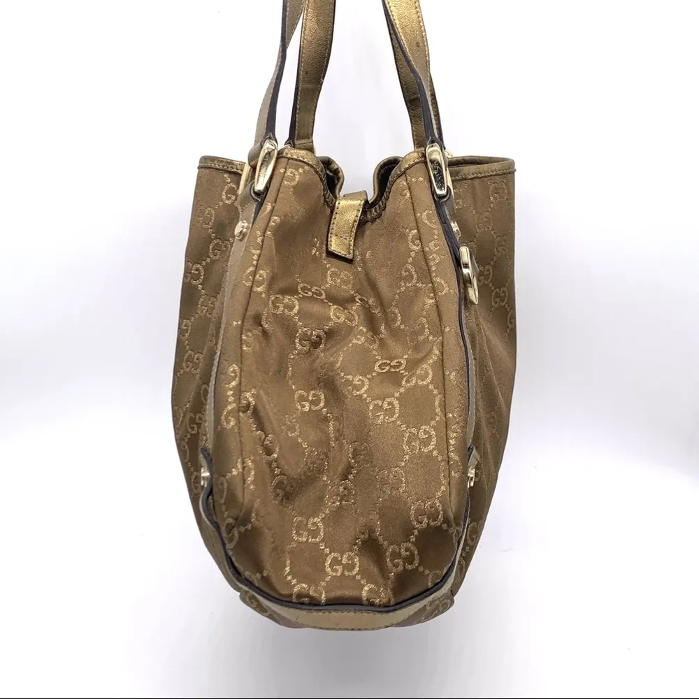 Gucci Limited Edition Abbey Brown Gg Fabric Gold Vintage Bag - Image 5