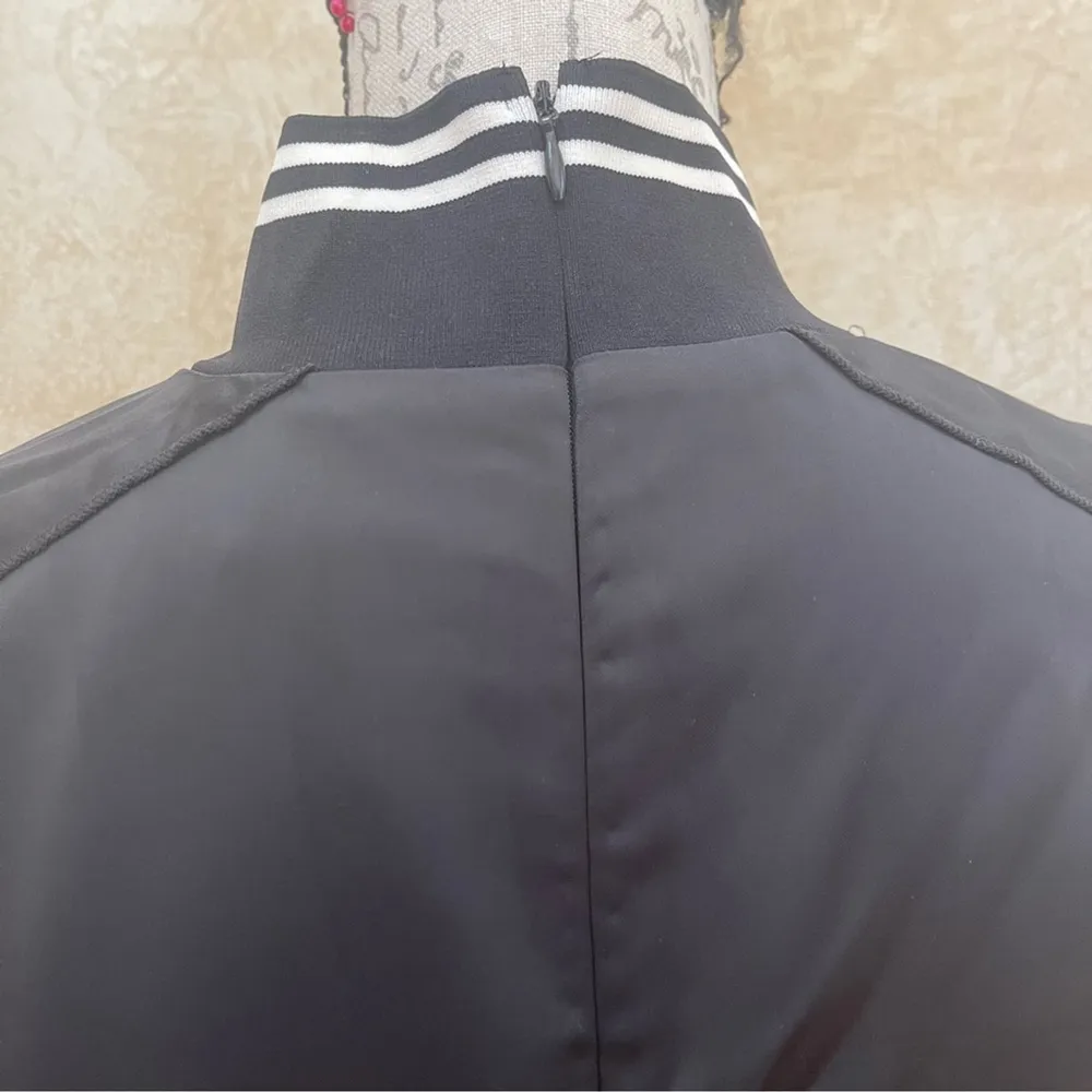 NWT Badgley Mischka Studio Sport black satin dress with stripes pockets Sz 12 - Image 8