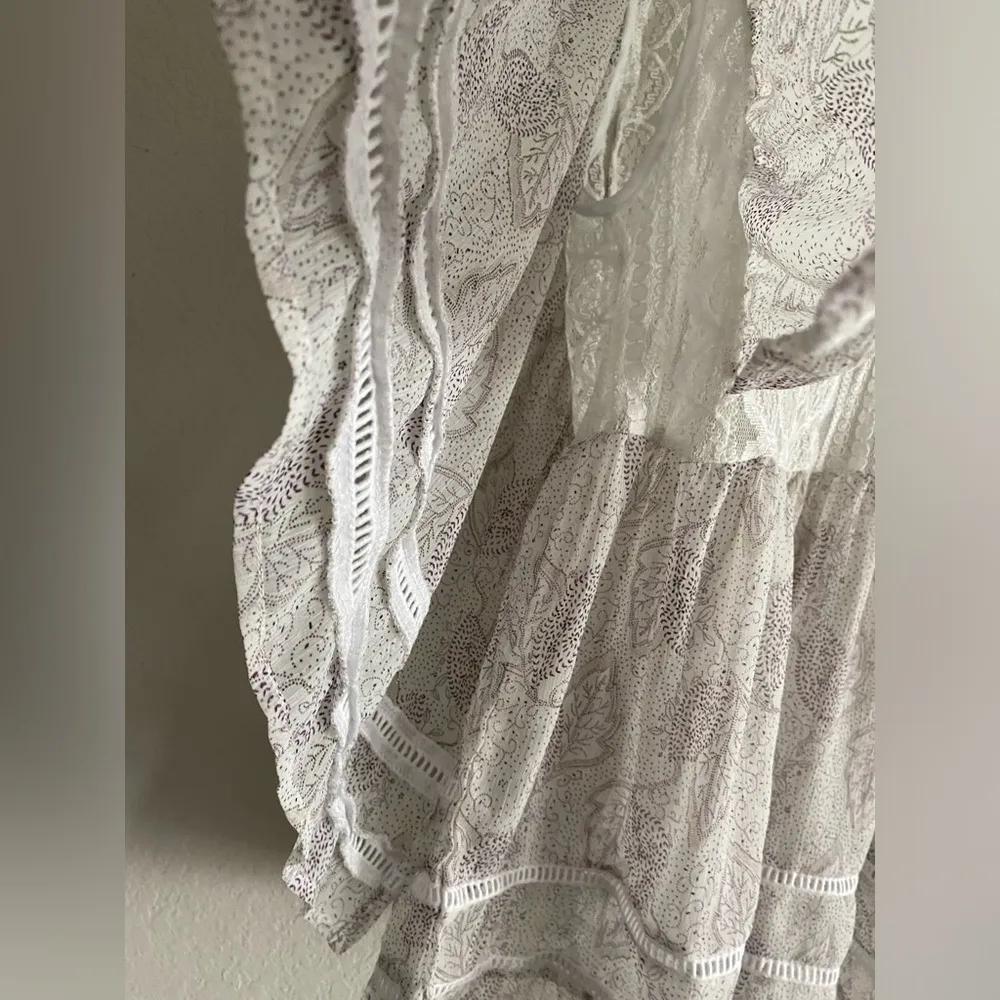 Shyanne  Lace Sheer Paisley Peasant Bohemian Smock Style Tunic Blouse XL - Image 3