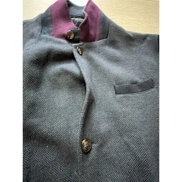 Ted Baker London Blue Wool‎ Sleeve Textured Coat Jacket Removable Collar Size 6 - Image 6