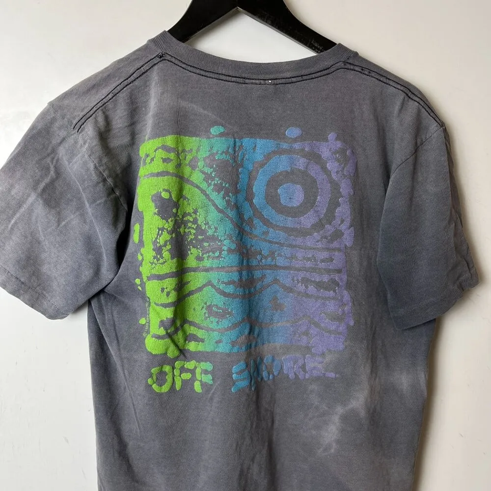 Vintage 90s Off Shore Surf T Shirt Womens Large L USA Beach Single Stitch Solid Gray - Image 12