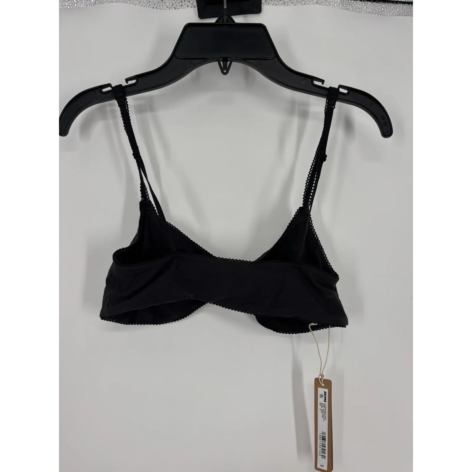 Skims Fits Everybody Picot Skimpy Scoop Bralette Onyx Black Kim Kardashian Medium - Image 2