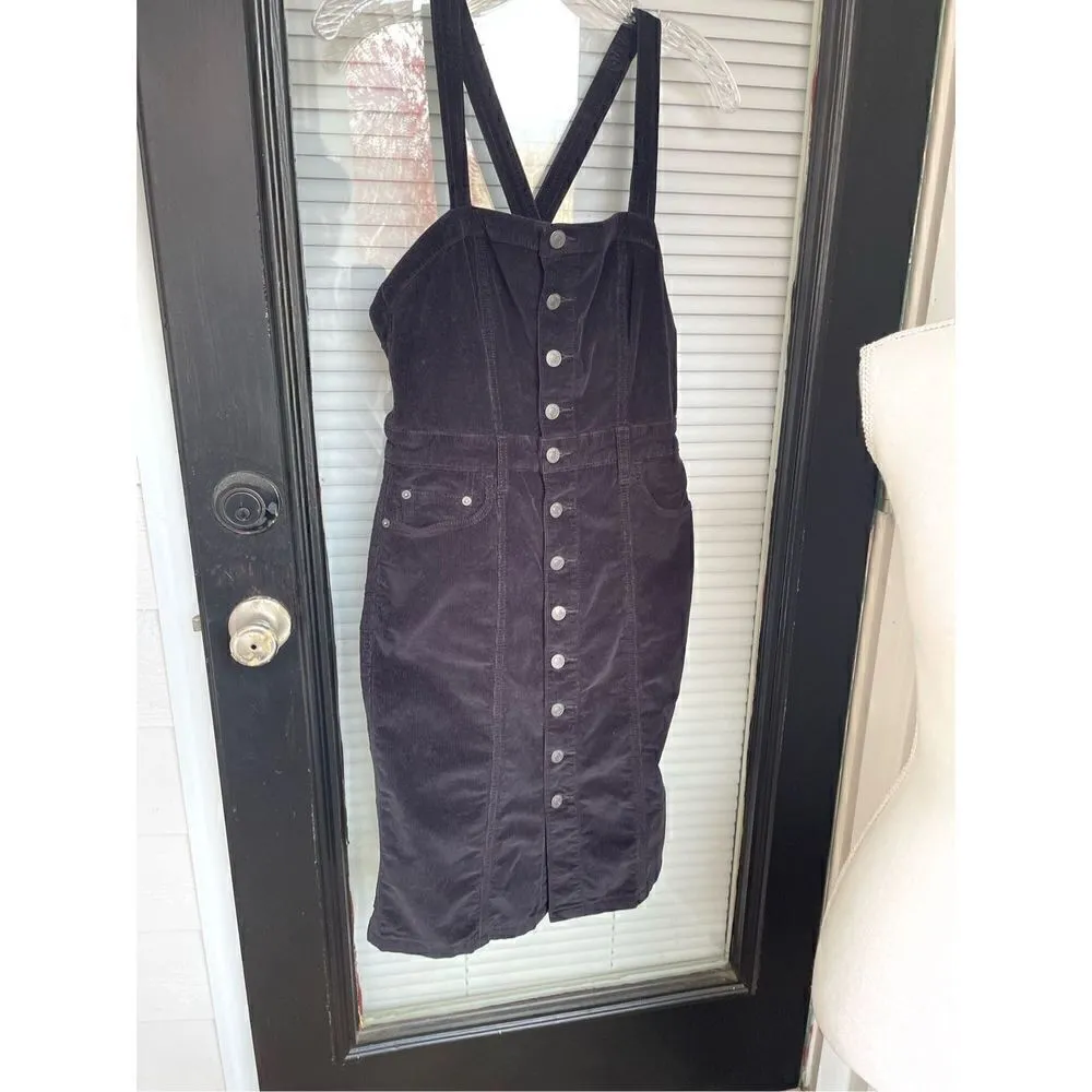 Free People Women’s Corduroy Jumper mini dress Black Size 28 - Image 4