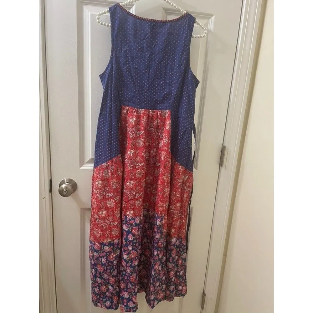 APRIL CORNELL dot Floral Cottage core Garden Party Casual sundress xxs Blue - Image 8