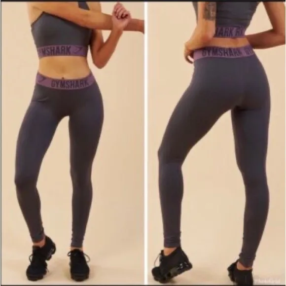 Gymshark Fit Seamless Leggings in Gray / Pink Logo Waistband - Image 2