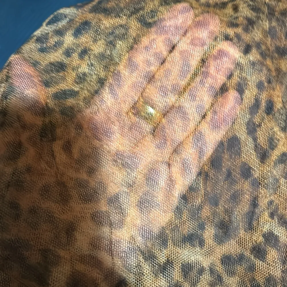 Y2K Sheer Leopard Print Mesh Tiered MIDI Skirt Sz S Animal Full Ballet Lined Brown - Image 8